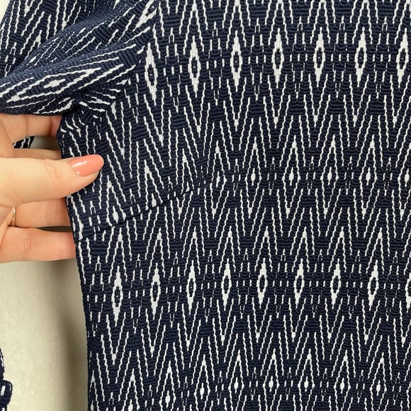 Anthropologie Aryeh Stretch Black Sheath Dress Geometric Pattern ¾ Sleeve Medium - Picture 7 of 14